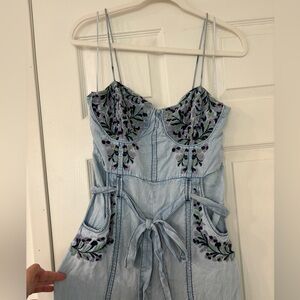 Free People Brigette wide leg jean and floral jumpsuit size M